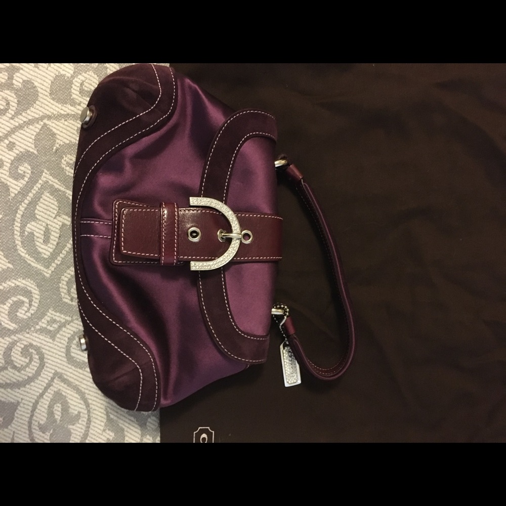 Coach purple satin and suede purse